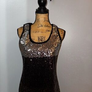 Sequin Black and Silver Tank Top